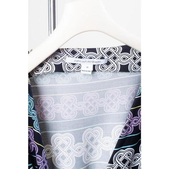 Diane von Furstenburg Black and Celtic Printed Wrap Dress - Picture 3 of 4